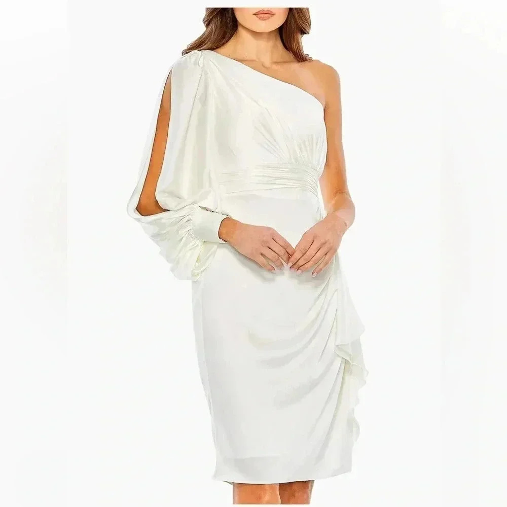Mac Duggal Satin One-Shoulder Dress‎